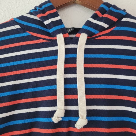 J. Crew Women's Wide Sleeve Navy Striped Mariner Cloth Hoodie Size S Preppy EUC - Picture 2 of 7